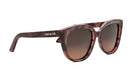 A pair of brown cat-eye sunglasses with the brand name "CHRISTIAN DIOR" printed on the frame.