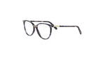 A pair of stylish, tortoiseshell-framed glasses with a dark blue and black color scheme.