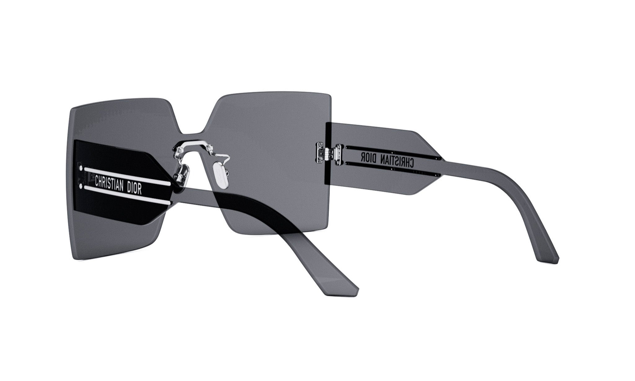 A pair of dark-colored sunglasses with a unique, square-shaped frame.