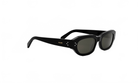 A pair of black sunglasses with a sleek, modern design.